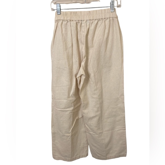 Cream linen belted wide leg pant - Picture 2 of 3